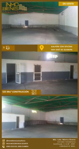 SE VENDE GALPÓN CERRADO CON OFICINA 525 Mts². SAN JOSÉ DE GUANIPA. ANZOÁTEGUI.