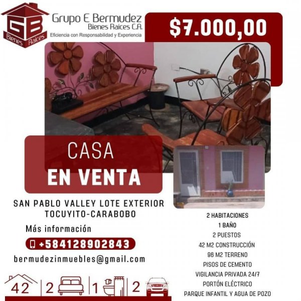 Foto Casa en Venta en Tocuyito, Tocuyito, Carabobo - U$D 7.000 - CAV239414 - BienesOnLine