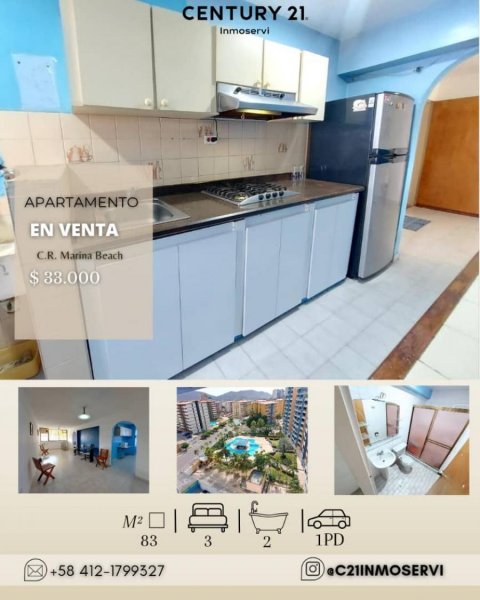 En venta apartamento en C.R Marina Beach. Puerto La Cruz, Sector Pascal 