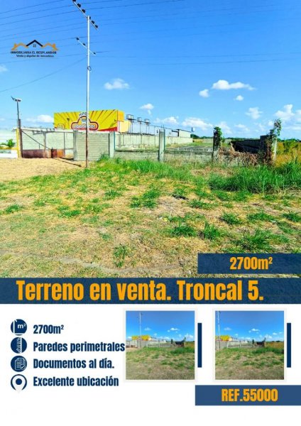 En venta. Terreno ideal para comercio. Troncal 5. Al lado de Ebenezer 