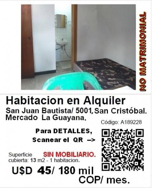 Habitacion en Alquiler en San Juan Bautista/ 5001 San Cristóbal, Táchira