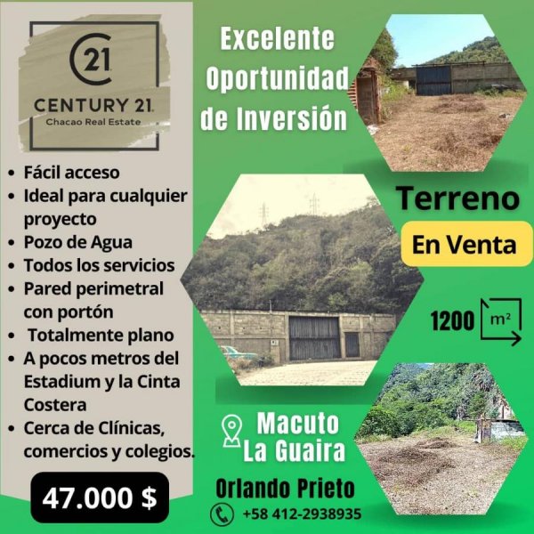 Terreno en Venta en Entrada de Galipan Macuto Macuto, Vargas