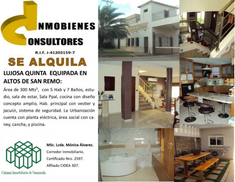 Casa en Alquiler en  EL TIGRE. URB ALTOS DE SAN REMO, Anzoátegui