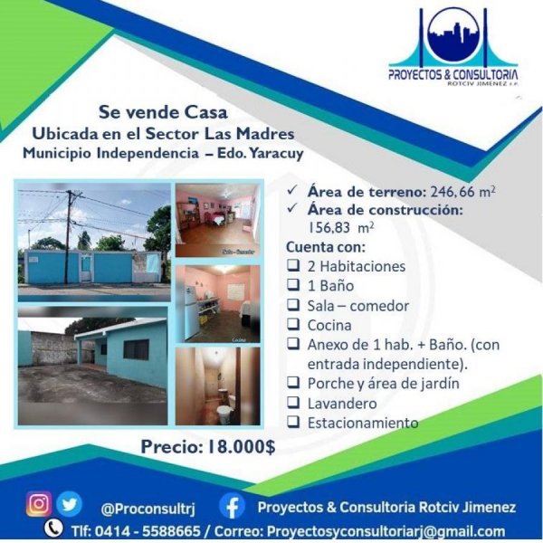 Se vende casa ubicada en el Sector Las Madres. Municipio Independencia - Estado Yaracuy.