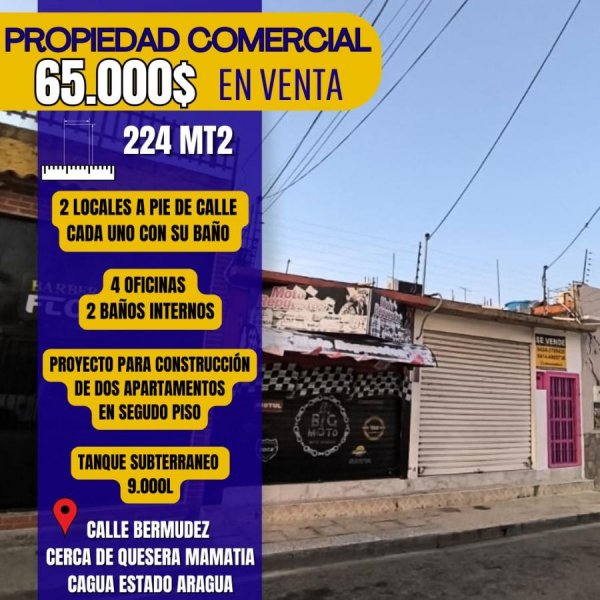 SE VENDE PROPIEDAD COMERCIAL LOCALES Y OFICINAS CENTRO DE CAGUA