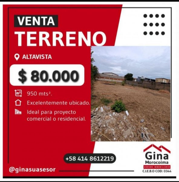 Se vende Terreno en Alta Vista