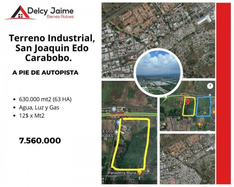 TERRENO INDUSTRIAL 63 HA San Joaquin Edo Carabobo