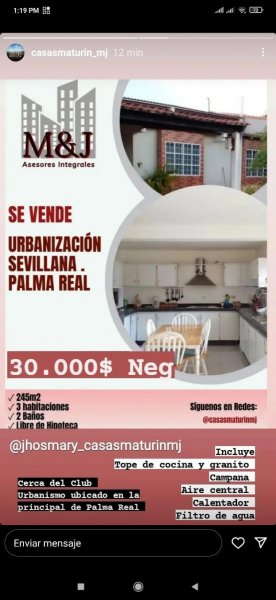 Casa en Venta en Palma Real Maturín, Monagas